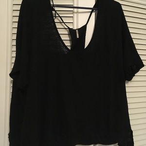 Free People Women's Short Sleeve Black Top